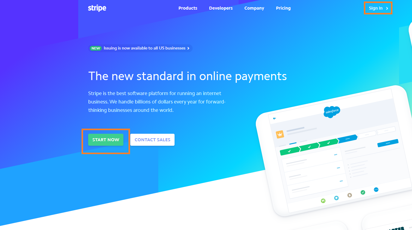 Το website της Stripe.