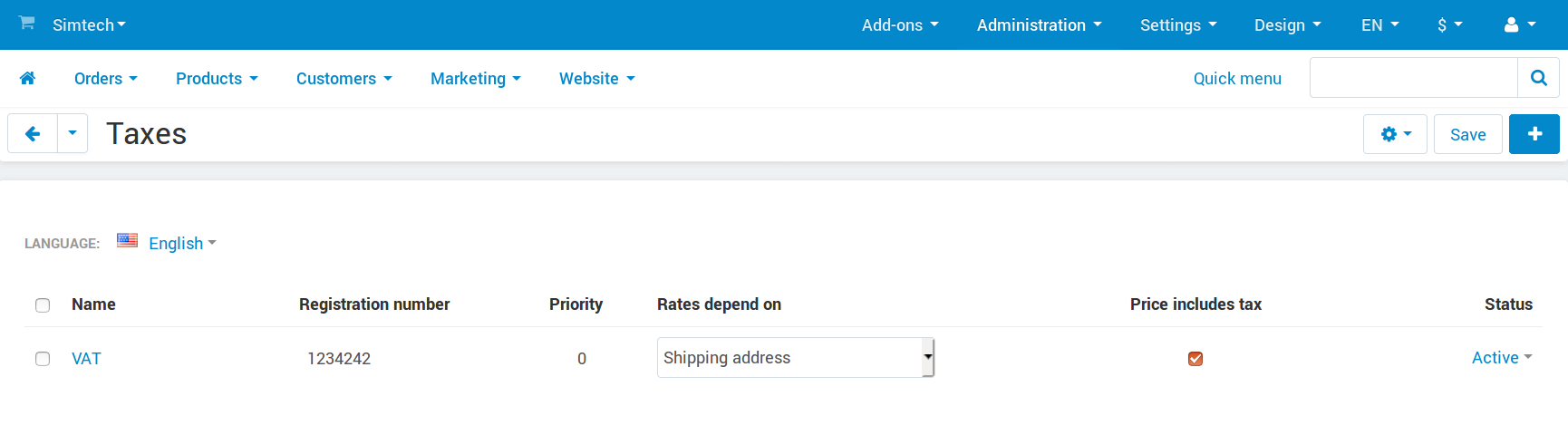 Η λίστα των φόρων στο CS-Cart και Multi-Vendor.